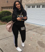 Load image into Gallery viewer, Plus Size 2019 New PINK Letter Print Two Piece Set Sportswear Tracksuit