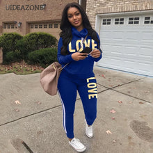 Load image into Gallery viewer, Plus Size 2019 New PINK Letter Print Two Piece Set Sportswear Tracksuit