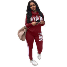 Load image into Gallery viewer, Plus Size 2019 New PINK Letter Print Two Piece Set Sportswear Tracksuit