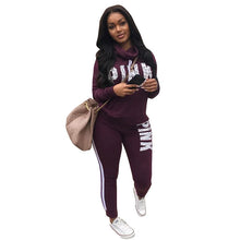 Load image into Gallery viewer, Plus Size 2019 New PINK Letter Print Two Piece Set Sportswear Tracksuit