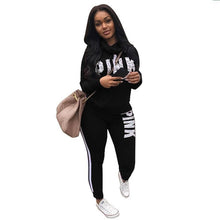 Load image into Gallery viewer, Plus Size 2019 New PINK Letter Print Two Piece Set Sportswear Tracksuit