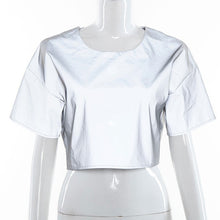 Load image into Gallery viewer, Women Sexy Reflective Tracksuit Night Version Buttons Crop Top